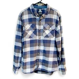 Colorado Cothing Men's Large Blue  Brown Plaid Flannel Cabincore Y2K